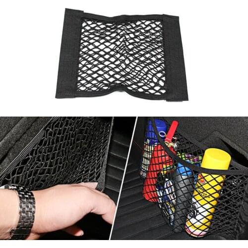Auto Seat Back Storage Mesh Net Bag Car Magic Sticking Holder Pocket Trunk Organizer 33*25cm Nylon Car Back Rear Trunk Seat Net