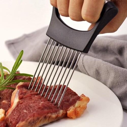 Shrendders & Slicers Tomato Onion Vegetables Slicer Cutting Aid Holder Guide Slicing Cutter Safe Fork Kitchen Cutting Tools
