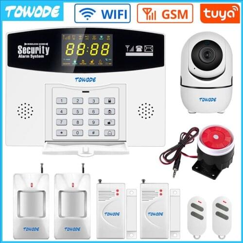 TOWODE GSM WIFI Smart Tuya Smart Home Security System Alarm System Color LCD Display Burglar Wireless Connect Compatible Alexa