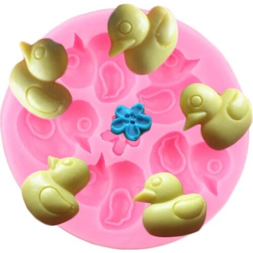 Duck Flower Silicone Mold Candy Clay Chocolate Gumpaste Moulds Baby Birthday Cupcake Topper Fondant Molds Cake Decorating Tools