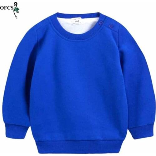 Winter childrens sweaters fleece girl boy warm hoodies O - flexible Neck sweater sweater coat pure color T-shirt style retail
