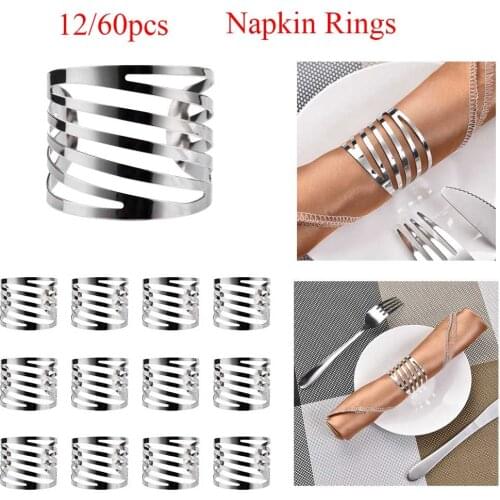12pcs Napkin Rings Back Pattern Wedding Napkin Rings Hollow Out Table Decoration Family Gatherings Everyday Napkin Buckle Holder