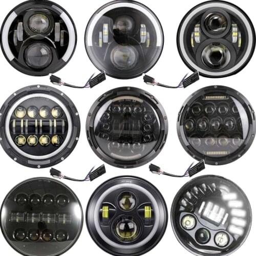 7" Inch H4 LED moto Headlight For Harley Softail Slim Fat Boy 7inch Halo Angel Eye DRL Led Motorcycle Headlamp