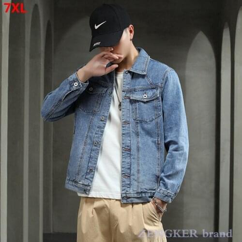 Denim jacket men 7XL 6XL autumn new loose large size Korean youth tide plus size jacket blue men jacket