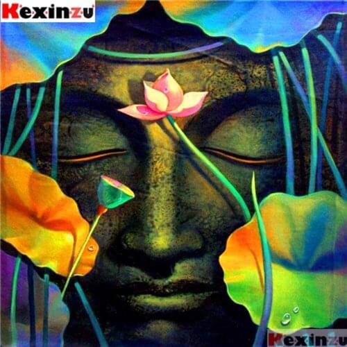 Full Square/Round Drill 5D DIY Diamond Painting"Lotus buddha"3D Embroidery Kit Cross Stitch Rhinestone Mosaic Home Decor Gift Y5