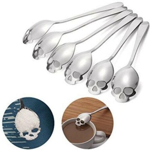Sugar Skull Tea Spoon Stainless Steel Silverware Skeleton For Tea Coffee