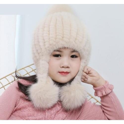 Water Hair Baby Hat Winter Children Boys And Girls Ear Protection Winter Fur Korean Version Thick Warm Cute Cute Hair Ball