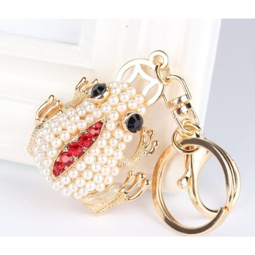 Lovely Red Frog Pendant Charm Rhinestone Crystal Purse Bag Keyring Key Chain Accessories Wedding Party Gift