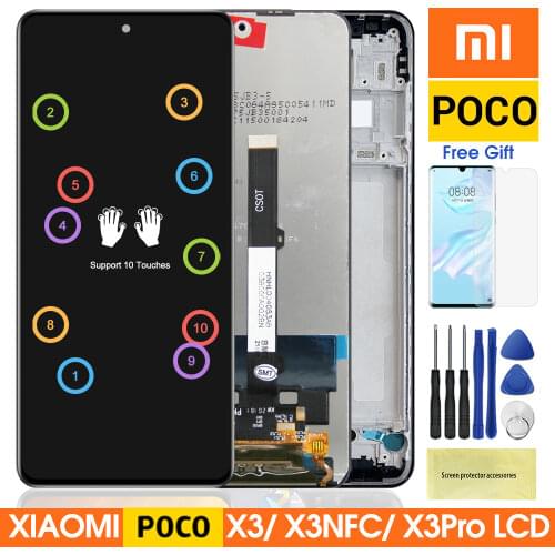 Original POCO X3 Display For XIAOMI POCO X3 NFC Lcd Display Touch Screen Digitizer Assembly Parts For XIAOMI POCO X3 M2007J20CG