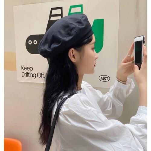 Net red tie beret female summer thin english retro japanese sweet and lovely tide ins painter cap spring Free Shipping