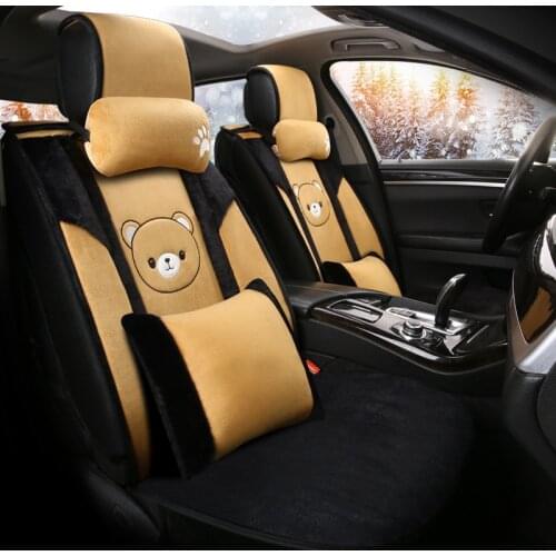 Cartoon Cute Dog Husky Bear Piggy Universal Car Seat Cover Fur Heated Seats Auto Covers for Cars Heating Accessories Cushion Set