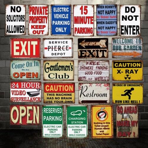 [ WellCraft ] CAUTION X-RAY Parking only EXIT Public Metal Signs Posters Vintage Painting Custom Decor LT-2004