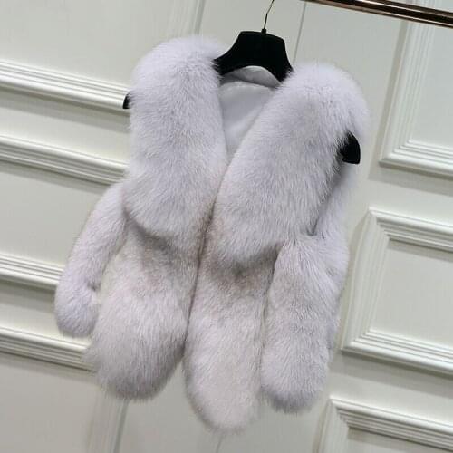 Fur Waistcoat Female Imitation Fox Fur Vest Large Size Wild V-Neck Haining Retro Sleeveless Jacket Waistcoat Women Winter B18
