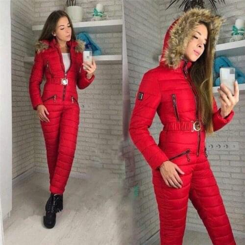 Womens Winter Warm Ski Suit Waterproof Jumpsuit Snow Suit Outdoor Sport Romper