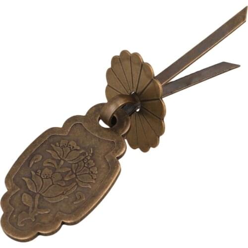 2x Bronze Lotus Pattern Thicken Brass Cabinet Handle w/ U-shape Needle