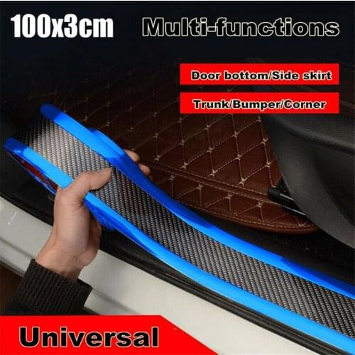 3CM*1M Car Sticker Car Carbon Fiber Blue Side Skirt Door Sill Protector Edge Guard Strip Car Accessories
