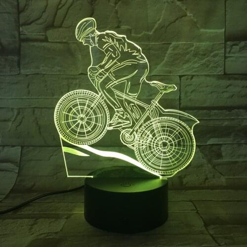 3D-824 Mountain Bike Sport Touch Table Lamp 7 Colors Changing Desk Lamp 3D Lamp Novelty Led Night Lights USB Light