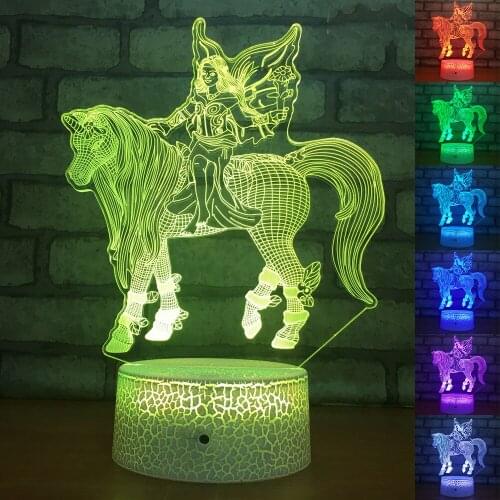 Unicorn 3d Lamp Illusion Led Night Light for Baby Sleeping Bedroom Decoration Lights Pegasus Table Lamp Kids Gift Birthday Xmas