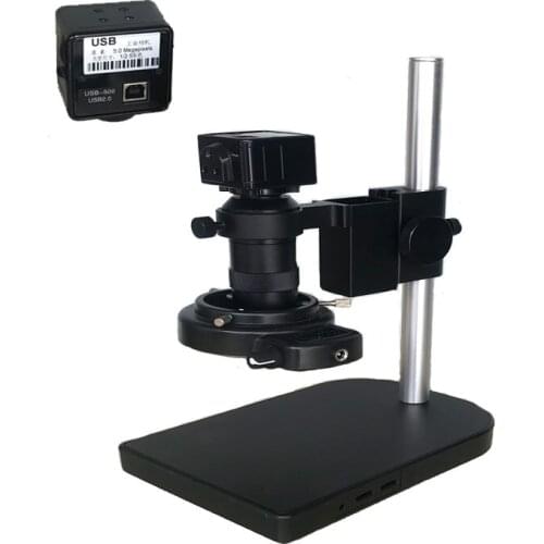 5.0MP 30F/S HD Digital Industry USB C-mount Microscope Video Camera Set System 1/2.5" Japan CMOS Table Stand for PCB SMD Repair