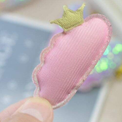6pcs Rainbow Kawaii Padded Glitter Cloud Crown Patches Applique For Clothes Sewing DIY Baby Girl Hair Accessories Craft Decor