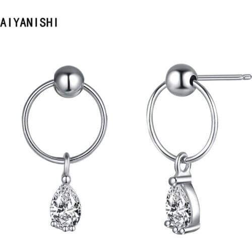 AIYANISHI 925 Sterling Silver Dangle Earrings Solitaire Pear Earrings Wedding Engagement Silver Chandelier Drop Earrings Gifts