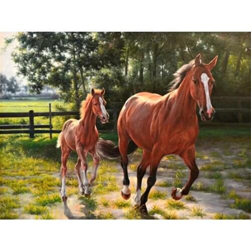 5D DIY Diamond Painting Red Horse 100% Full Round Drill Diamond Embroidery Living room kitchen Decoration Cross Stitch Kit Gift