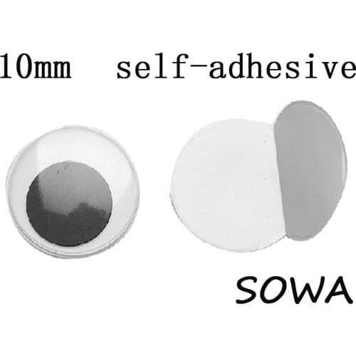Free Shipping 144PCS/lot Size 10mm Imitation Black And White Oval Design Animal Eye Dolls Eye With Self-Adhesive For Toy DIY