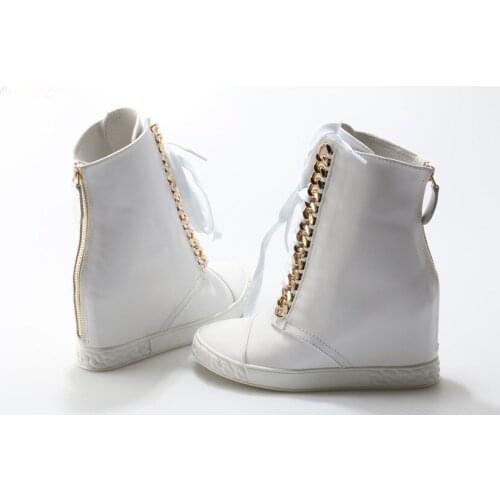 Chaussure femme zapatillas deportivas mujer high wedge platform women casual shoes 8CM height increasing combat cowboy boots