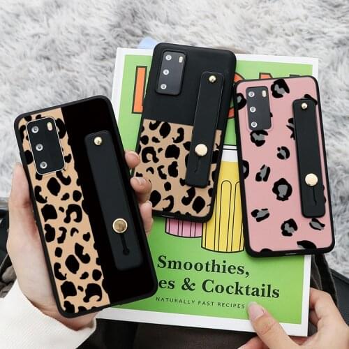 Wrist Strap Case For Huawei Nova 5T 7 8 SE Honor 9X 9 10X 10i 10 20 30 S Lite Pro Play 9A 9C 9S 8A 8X Pro Y6P Y7P Leopard Bumper