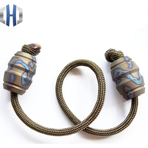 Titanium Alloy Wooden Knife Beads Hanging Buckle Zipper Headphone Pendant EDC Umbrella Rope Pendant
