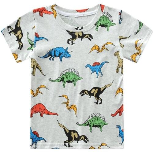 Kids Shirts Children Clothing New Summer children Short Sleeve T Shirts Cotton Full printed color dinosaurs tops
