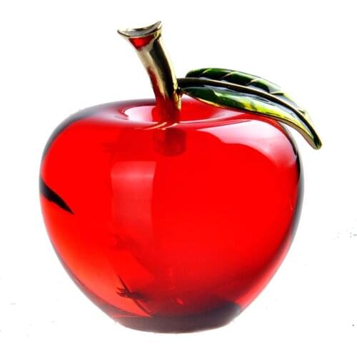 H&D 55mm Glaze Crystal Apple Paperweight Art Glass Figurine Souvenir Collection Christmas Gift Craft Home Desktop Decor (red)