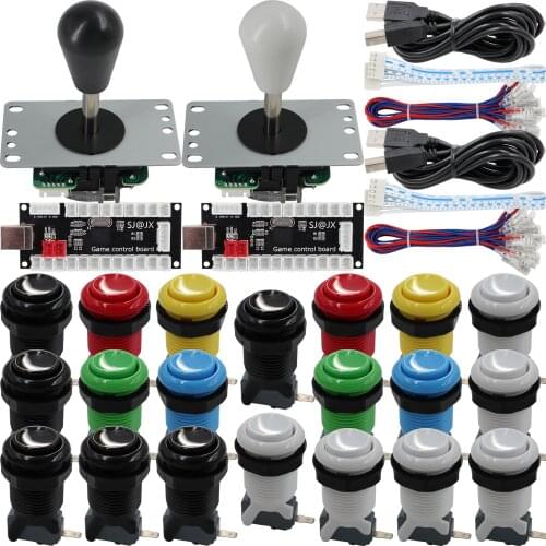 SJ@JX Arcade Game 2 Player Controller DIY Kit Microswitch recessed Button 4&8 Way Joystick USB Encoder for PC Raspberry Pi