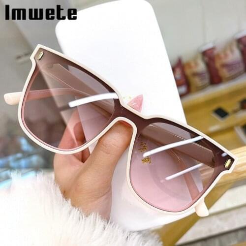 Imwete 2021 New Oversized Square Sunglasses Women Luxury Brands Sunglass Men Vintage Colored Sun Glasses Shades Black Goggle UV