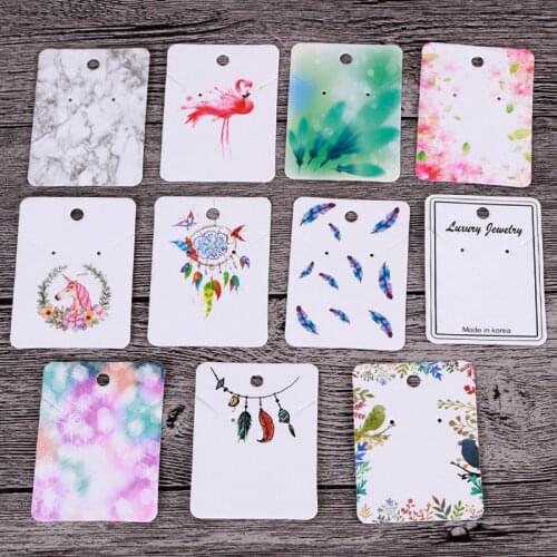 30pcs 5X7cm Earrings Necklaces Display Cards Cardboard Earring Packaging Hang Tag Card Ear Studs Paper Card for Jewelry DIY