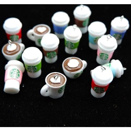 Kawaii Resin Mix Coffee set charms pendants for jewelry making bracelets necklace earrings making