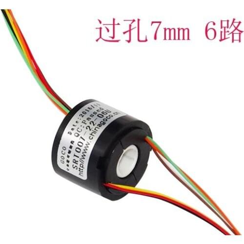 Hole Dia 7mm 4 6 Circuit 1.5A SlipRing Precision Detector Tachograph Slip Ring Toys Slip Ring Hollow shaft slip ring