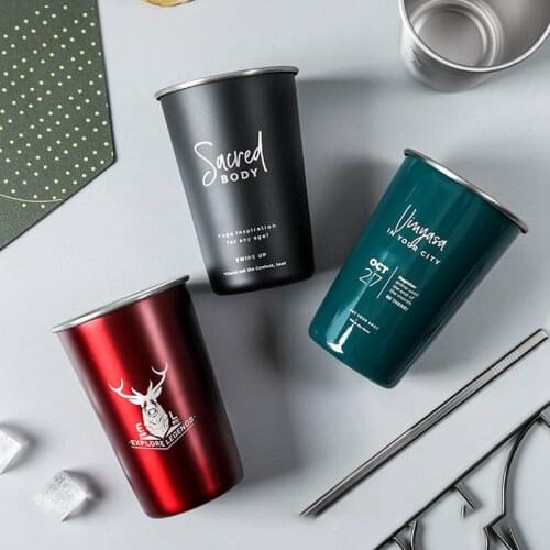 500ml Stainless Steel Cold Drink Cup Ice Wine Cup Juice Beer Coffee Milk Tea Mugs For Home Kitchen Bar Mug Tumbler Tableware