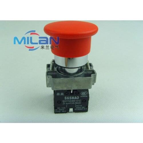 1pcs SAY7-D XB2-BC45 XB2-BC45C Red mushroom micro switch reset pressure button switch 1NO+1NC