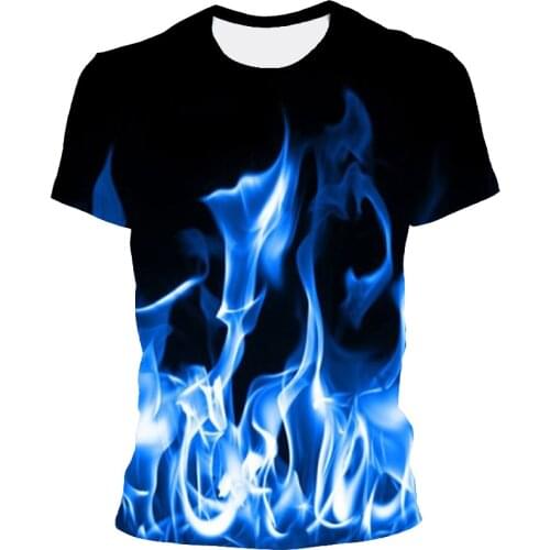 Mens and womens 3D printed T-shirt, flame pattern T-shirt, short sleeve 3D T-shirt, fashion fun T-shirt, new summer 2021，6XL