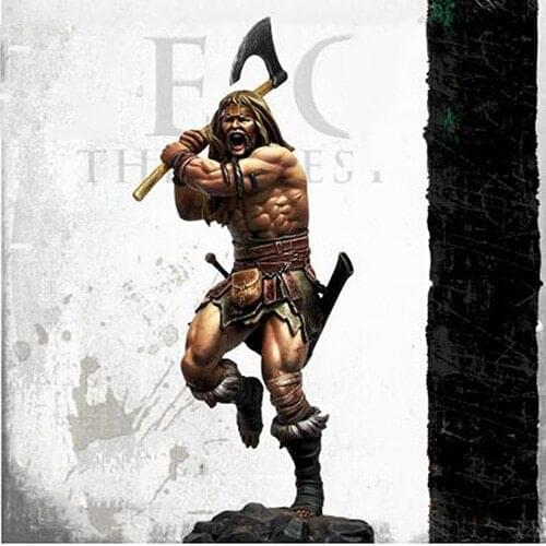 New Unassembled 1/24 70mm ancient warrior stand with axe (WITH BASE ) Resin Figure Unpainted Model Kit