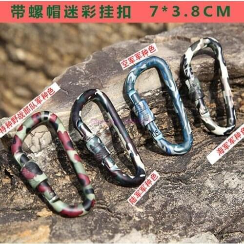 By DHL 100pcs lightweight Outdoor Fishing Camping Hiking Survival 7*3.8cm Aluminium Alloy Camouflage Carabiner Outdoor