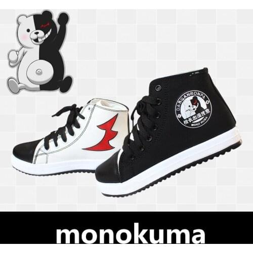 Unisex canvas shoes for cosplay, casual sports shoes and daily wear, for travel, anime danganronpa monokuma, new, 2019