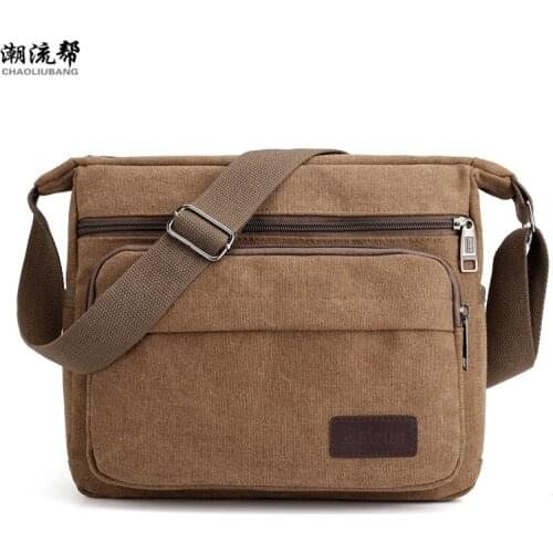 Casual Mens Canvas Shoulder Bag Solid Color Diagonal Bag Zipper Handbag Bolsa Feminina Sac A Main Crossbody Bags For Women