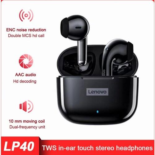 Original Lenovo LP40 TWS Wireless Earphone Bluetooth-Compatible 5.0 Dual Stereo Noise Reduction Bass Touch Control For Iphone