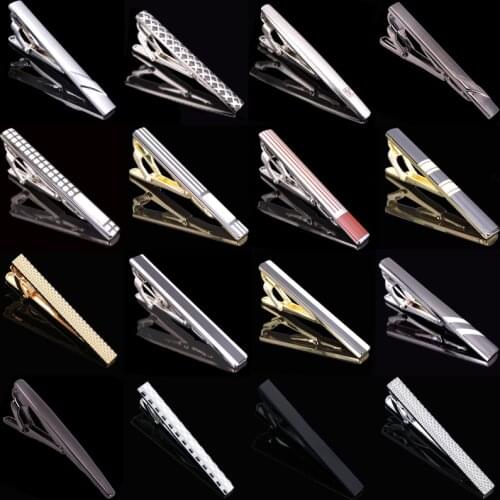 High end brand mens business tie clip spray painting process laser plaid pattern design tie clip wholesale / retail