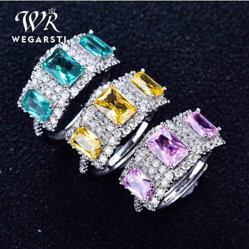 WEGARSTI Gemstone Topaz Amethyst Rings Wedding Engagement 925 Sterling Silver Finger Ring For Women Anillos Bijoux Bague Femme