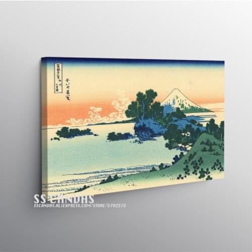Japanese Ukiyo-e vintage Style Wooden Frame Canvas Painting Decor Wall Art Home Living Room Framed Decoration Prints Poster