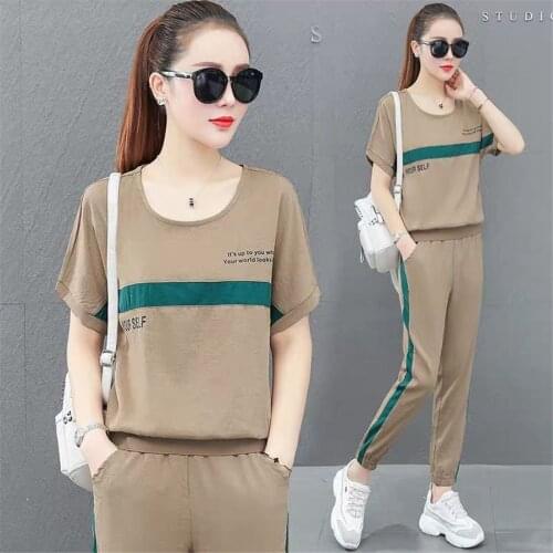 Tracksuits 2 Piece Set Women Outfit Sportswear Co-ord Set Plus Size Pant Suits and Top 2021 Summer 2PS Set Tracksuit Women