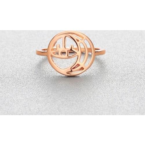 QIMING Crescent Moon Evil Eye Ring Women Gold Fashion Jewelry Hollow Eyes Gothic Golden Rings Best Friends Gift